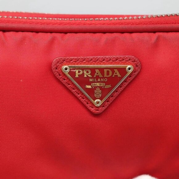 PRADA Shoulder Bag Nylon Red Gold Auth 136649 - Picture 14 of 16